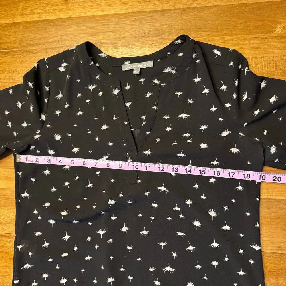 Daniel Rain Semi Sheer Blouse Quarter Sleeve V Neck Office Career Small Black - Picture 8 of 12